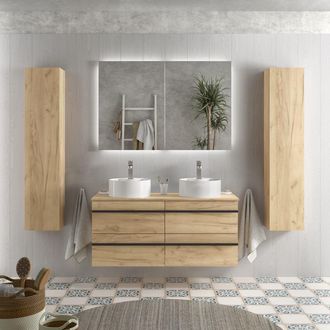 Cygnus Bath Mueble De Ba&ntilde;o Born 120 Cm Roble Con Perfil De Tirador Con Lavabo Posar