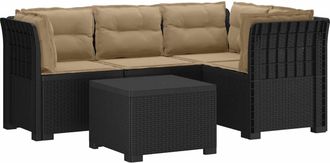 vidaXL Sof&aacute; De Jard&iacute;n Para 4 Personas Con Cojines Y Dise&ntilde;o De Rattan Vidaxl
