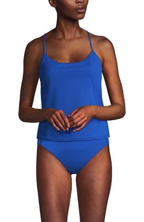 Lands End Tugless QuickDry Adjustable Strappy Back Tankini Top in Bright Cobalt Blue at Nordstrom, Size 14