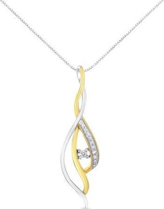 House of Brilliance Espira 10K Two-Tone Gold Round Cut Diamond Cascade Pendant Necklace in Yellow at Nordstrom
