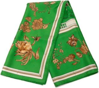 Herm&egrave;s Pre-owned Scarves, female, Green, Size: ONE SIZE Pre-owned Silk Scarf