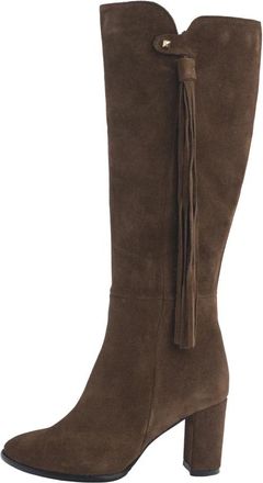 L'Arianna Su&egrave;de Enkellaars Wide Heel - Dames - Laarzen met Hak - Bruin - 40 EU - Su&egrave;de - Schoenen