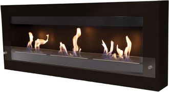 Purline Purline - Chimenea De Etanol Mural Extra Grande En Acero Y Cristal Templado Negro