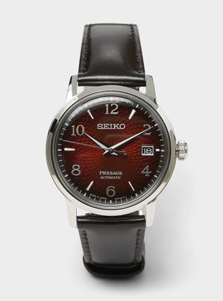 Seiko Mens Presage red-dial watch