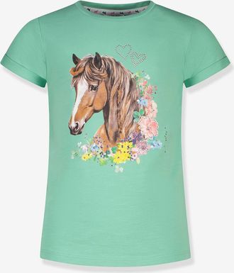 Salt And Pepper T-Shirt mit Glitzersteinchen und Pferde-Motiv M&auml;dchen Salt and Pepper hellgr&uuml;n