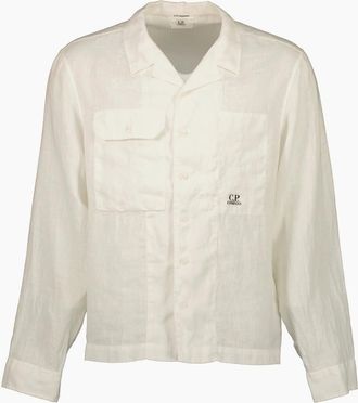 C.P. Company Mens Long Sleeve Linen Overshirt - White - Size: 42/Regular