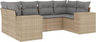 vidaXL Juego De Sof&aacute;s Jard&iacute;n Con Cojines 6 Pzas Rat&aacute;n Sint&eacute;tico Beige Vidaxl