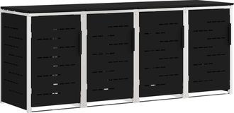 vidaXL Almacenamiento De Contenedor Con Ruedas For 4 Bins 240l Negro Vidaxl