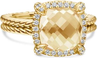 David Yurman 18kt yellow gold Châtelaine citrine and diamond ring (9mm) - women - 18kt Yellow Gold/Citrine/Diamond - 4.5