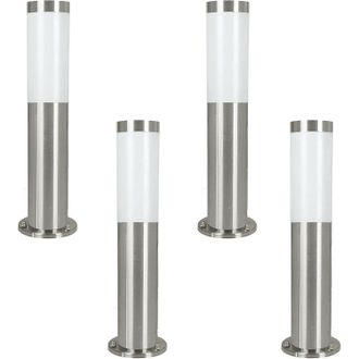 Loops 4 PACK IP44 Outdoor Bollard Light Stainless Steel 12W E27 450mm Driveway Post in Metallics
