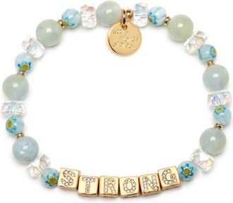 Little Words Project Pav&eacute; Cubic Zirconia Beaded Stretch Bracelet in White at Nordstrom, Size Small/medium