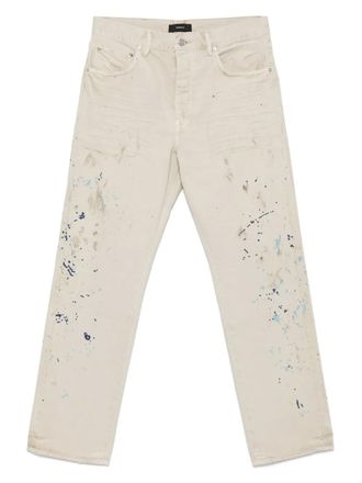 Purple paint-splatter jeans - Neutrals