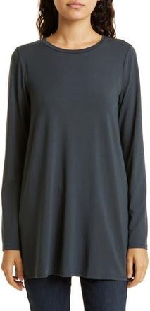 Eileen Fisher Crewneck Long Sleeve Tunic Top in Grpht at Nordstrom Rack, Size Petite P