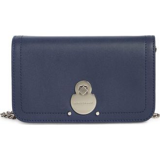 Longchamp Leather Flap Wallet on a Chain in Navy at Nordstrom Rack