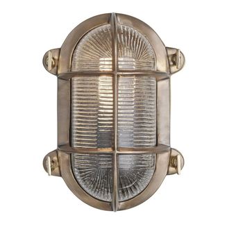 Industville Bulkhead Outdoor & Bathroom Oval Wall Light - 6 Inch - Brass in Metallic Gold | Size: 6 inches