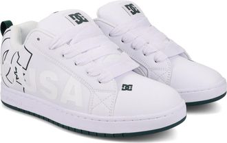 DC Sneaker DC SHOES Court Graffik, Herren, Gr. 10,5 (44), weiss (wei&szlig;, whtie, gr&uuml;n), 57.05% Leder, 28.2% Synthetikmaterial, 13.87% Polyester, 0.88% Texti