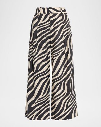 Smythe Zebra Cropped Pleated Trousers