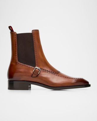 Christian Louboutin Men & apos;s Sartosea Brogue Patina Leather Chelsea Boots