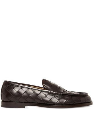 Scarosso woven-leather loafers - Brown