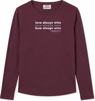 Freddy T-shirt manica lunga Love Always Win con perline