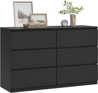 Woltu Woltu - C&oacute;moda Para Dormitorio De 6 Cajones - Estilo Escandinavo - Almacenamiento, Negro