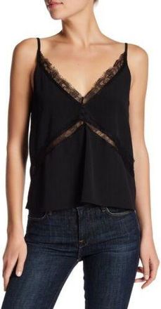 Walter Baker Black Eyelash Walker Lace Trim Cami Top Size S