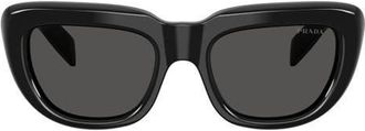 Prada 54mm Rectangular Sunglasses in Black/dark Grey at Nordstrom