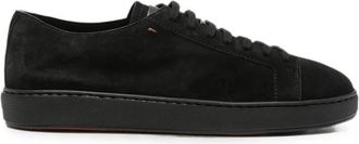 Santoni Suede Sneakers - Heren - Sneakers - Zwart - 42 1/2 EU - Leer - Schoenen