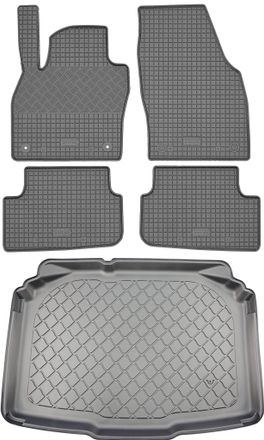 OEM Skoda Fabia Iv Hatchback (5 Puertas) Desde Septiembre De 2021. Juego De Alfombrillas De Goma Para Coche Y Alfombrilla Para Maletero
