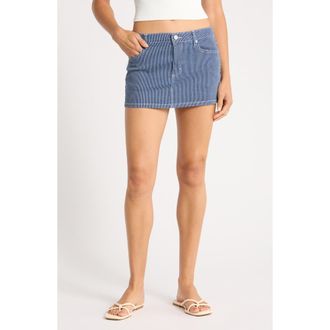Florence By Mills Pinstripe Denim Miniskirt in Denim Stripe at Nordstrom, Size 10