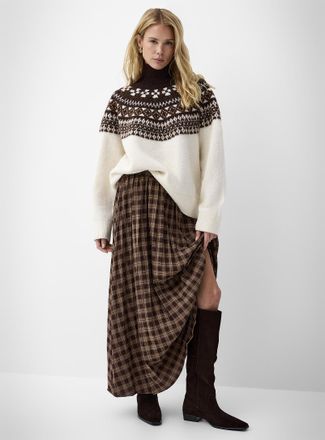 Jack & Jones Womens Kristin mock neck loose Fair Isle sweater