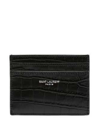 Saint Laurent crocodile-embossed leather cardholder - men - Bovine Leather (top grain) - One Size - Black