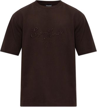 Emporio Armani Logo T-shirt - Heren - T-shirts - Bruin - L - Katoen - Tops