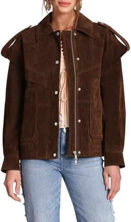 Avec Les Filles Faux Suede Bomber Jacket in Brunette at Nordstrom, Size Xx-Small
