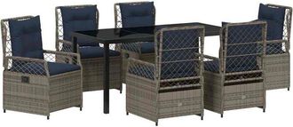vidaXL Conjunto De Comedor De Jard&iacute;n 7 Pcs Gris Rat&aacute;n Sint&eacute;tico Vidaxl