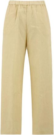 Aspesi Rechte Broek - Dames - Straight fit broeken - Beige - M - Linnen - Broeken