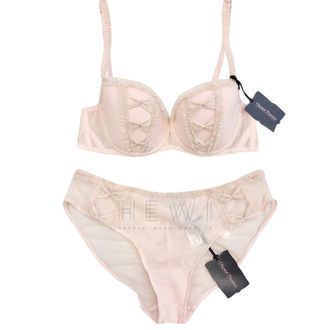 Chantal Thomass Ballerina Pink Tulle Pad Half Cup Bra & Brief Set Size M