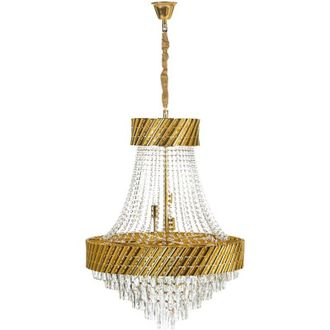 Beliani Lampada a sospensione Glamour con base in metallo e cristalli dorati Karsa