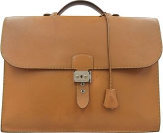 Herm&egrave;s Natural Epsom Leather Briefcase (Pre-Owned)