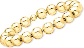 Ross-Simons Italian 10mm 18kt Gold Over Sterling Bead Stretch Bracelet