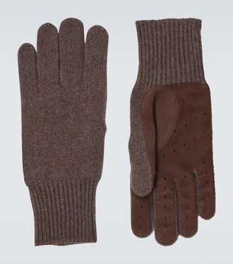 Brunello Cucinelli Cashmere and suede gloves