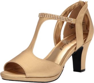 Easy Street Flash Heeled Sandal Gold Satin 31-6638 Womens