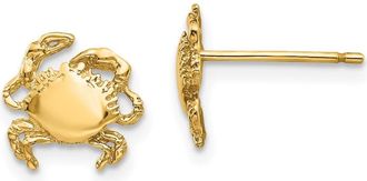 Diamond2Deal 10k Yellow Gold Crab Shape Stud Earrings L 9mm, W 10mm