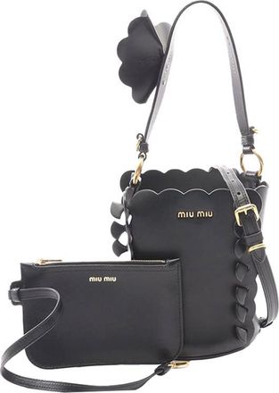 Miu Miu Pre-owned Miu Miu Leather Flower Bucket Bag Ladies A35EYRYGOENE53LF