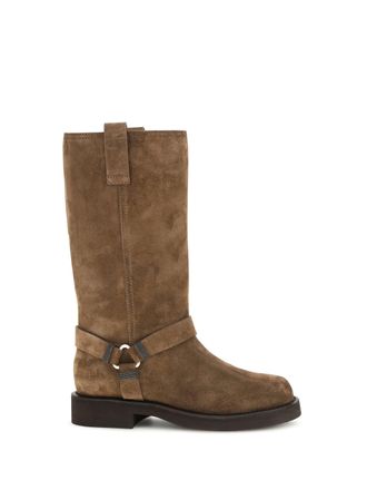 Brunello Cucinelli Womens Suede Boots Caramel