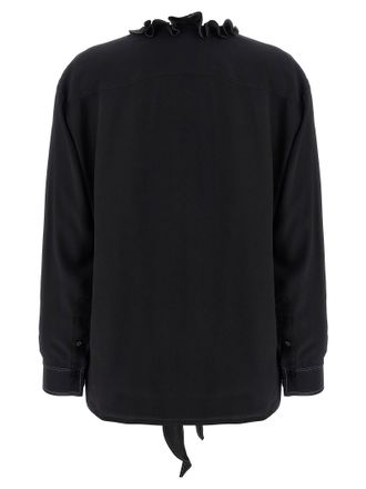 Victoria Beckham Ruffled Silk Blouse - Black