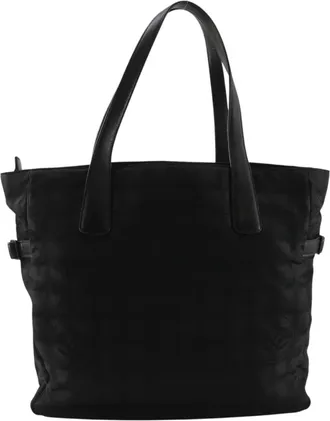 Chanel New Travel Line Black Nylon Canvas Tote Bag Weekend Bag (Pre-Owned)