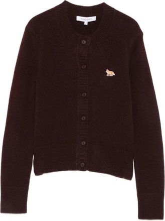 Maison Kitsun&eacute; Baby Fox Gebreide Vest - Dames - Vesten - Paars - M - Wol - Truien & Vesten