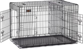 FEANDREA Jaula para perros con 2 puertas 122 x 74,5 x 80,5 cm de color negro