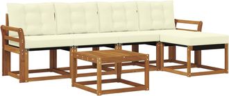 vidaXL Conjunto De Sof&aacute;s De Exterior 6 Uds. Natural Y Crema Vidaxl